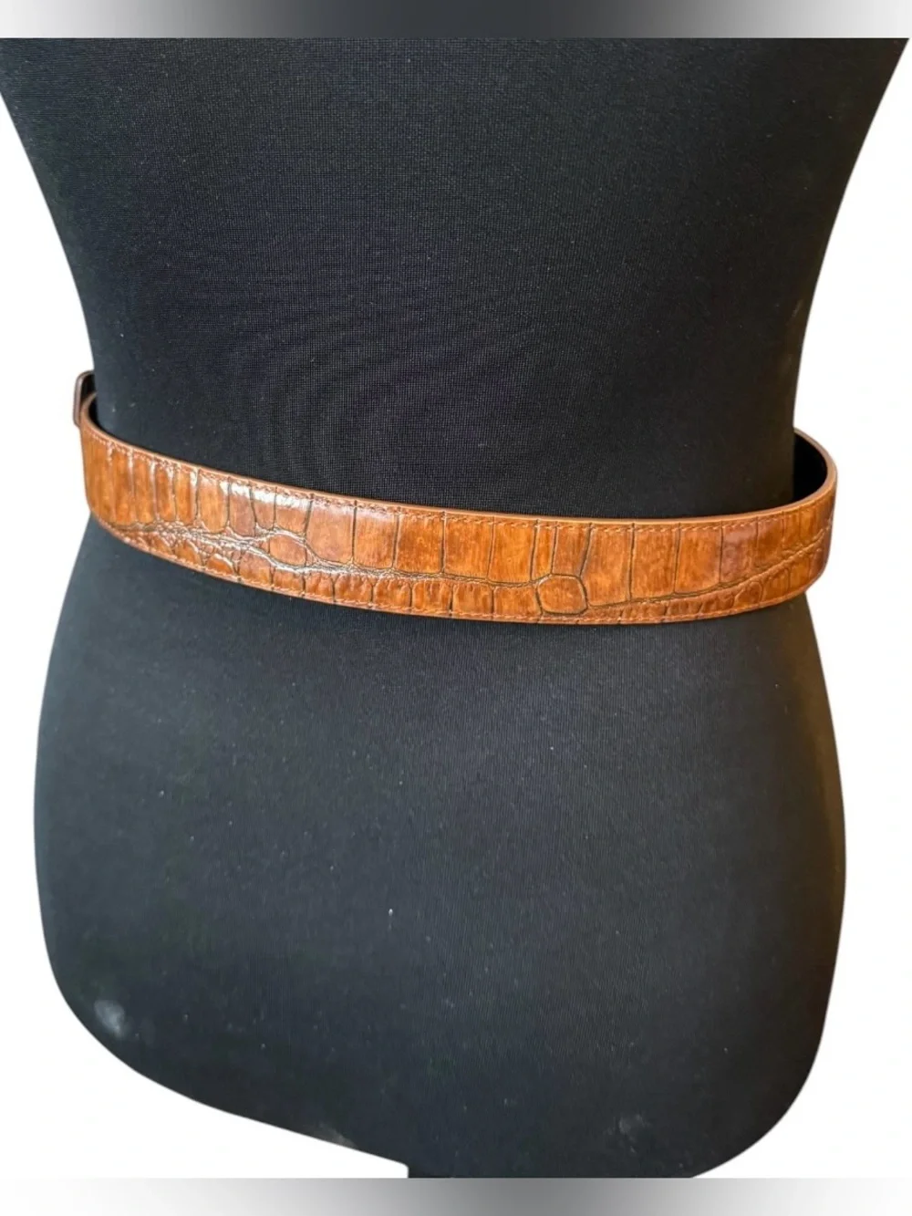Saint Laurent Brown Croc-Embossed Leather Belt Size 80cm (Medium) NWT